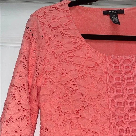 Alfani Orange Pink Sheath Dress with Scoop Neck - Picture 3 of 7